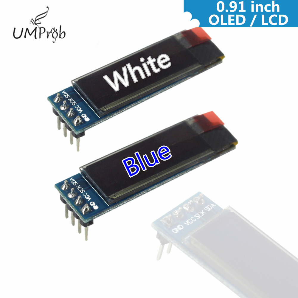 Arduino Diy Electronics - 0.91인치 128x32 IIC I2C 화이트/블루 OLED