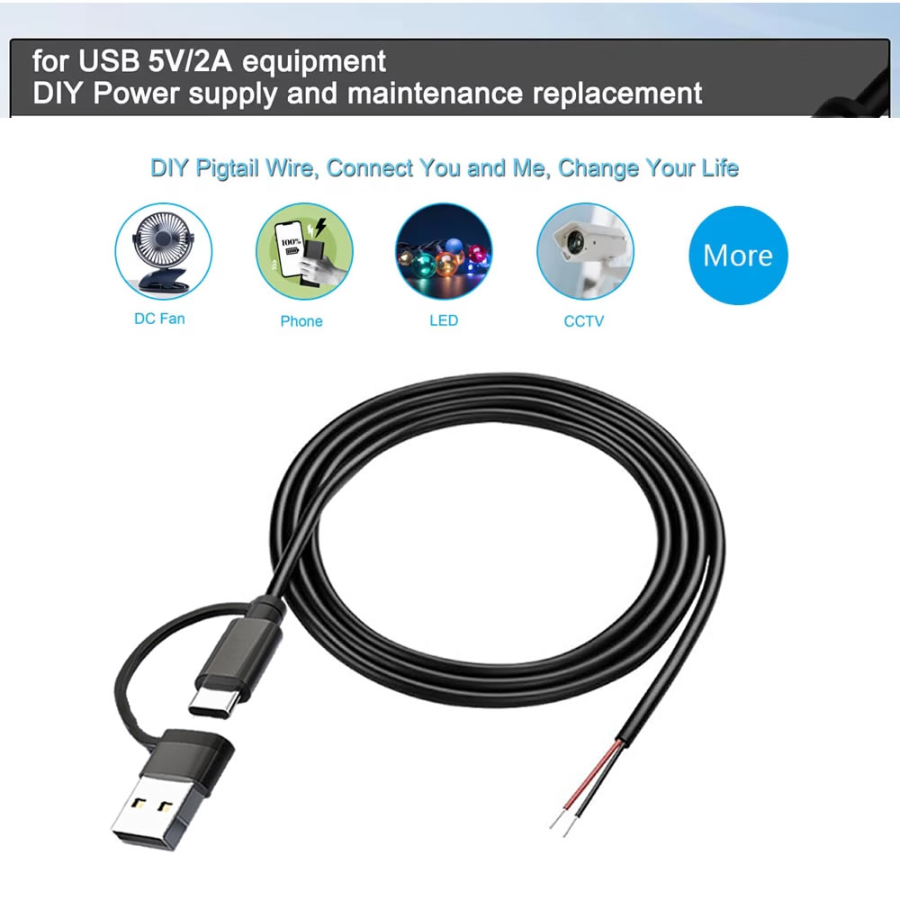 DC 2 핀 전원 케이블 USB 및 유형 C 남성 여성 - Diy Electronics Websites 리뷰 및 가격