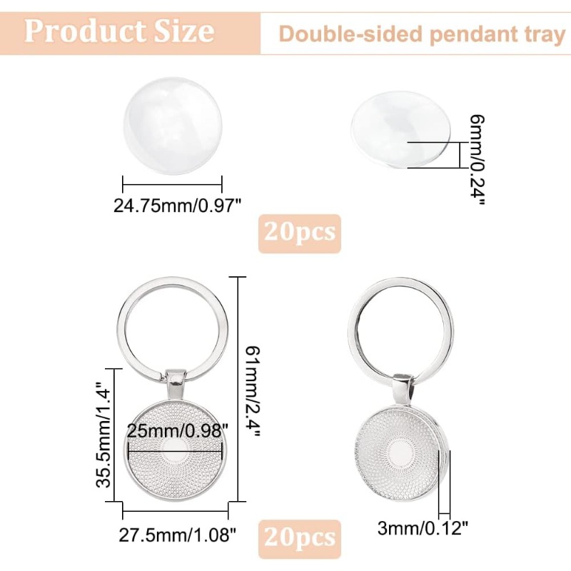20Pcs 키 체인 카보 숑 설정 공백 베젤 트레이 키 - Diy Electronics Websites 리뷰 및 가격