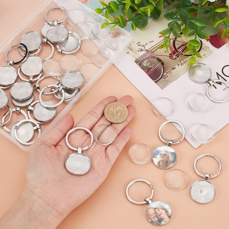 20Pcs 키 체인 카보 숑 설정 공백 베젤 트레이 키 - Diy Electronics Websites 리뷰 및 가격
