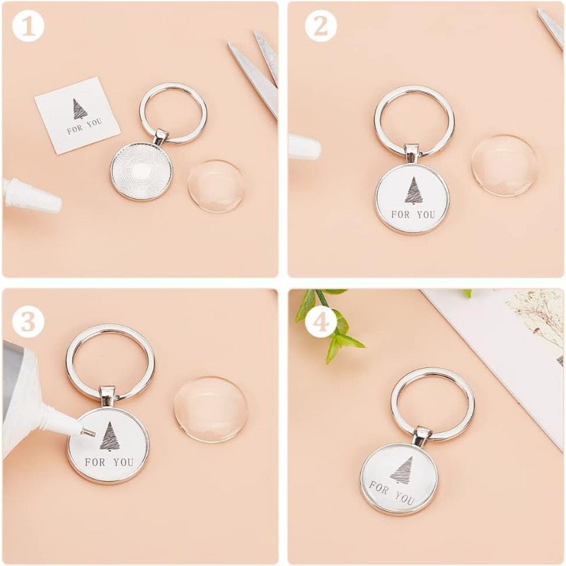 20Pcs 키 체인 카보 숑 설정 공백 베젤 트레이 키 - Diy Electronics Websites 리뷰 및 가격